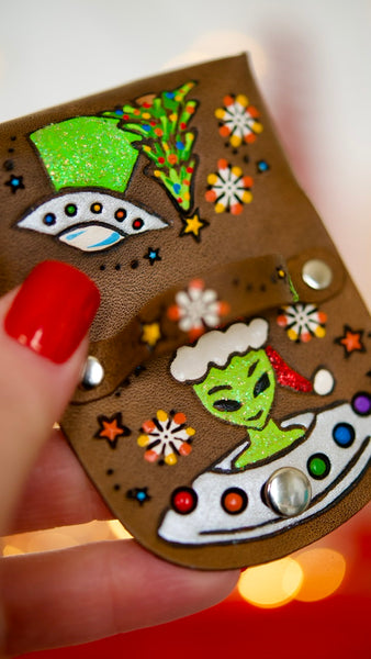 Christmas Alien Mini Purse Key Chain