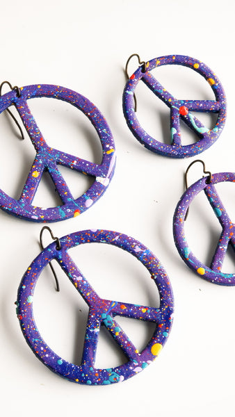 Classic & Smaller Purple Peace Splatter Earrings