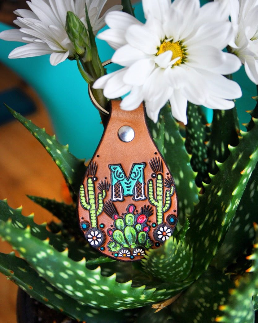 Saguaro Cactus and Prickly Pear Custom Keychain