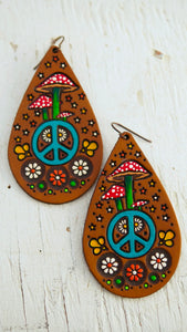 Mushroom, Peace Sign, & Daisy Teardrop Earrings