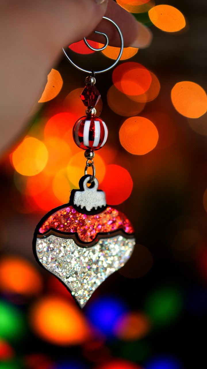 Sparkly Silver Christmas Party Ornament