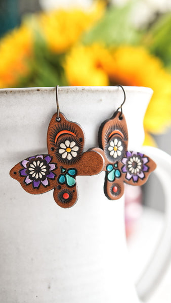 Butterflies and Wildflowers Earrings - two sizes