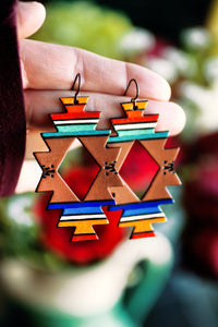Serape Stripe Leather Earrings