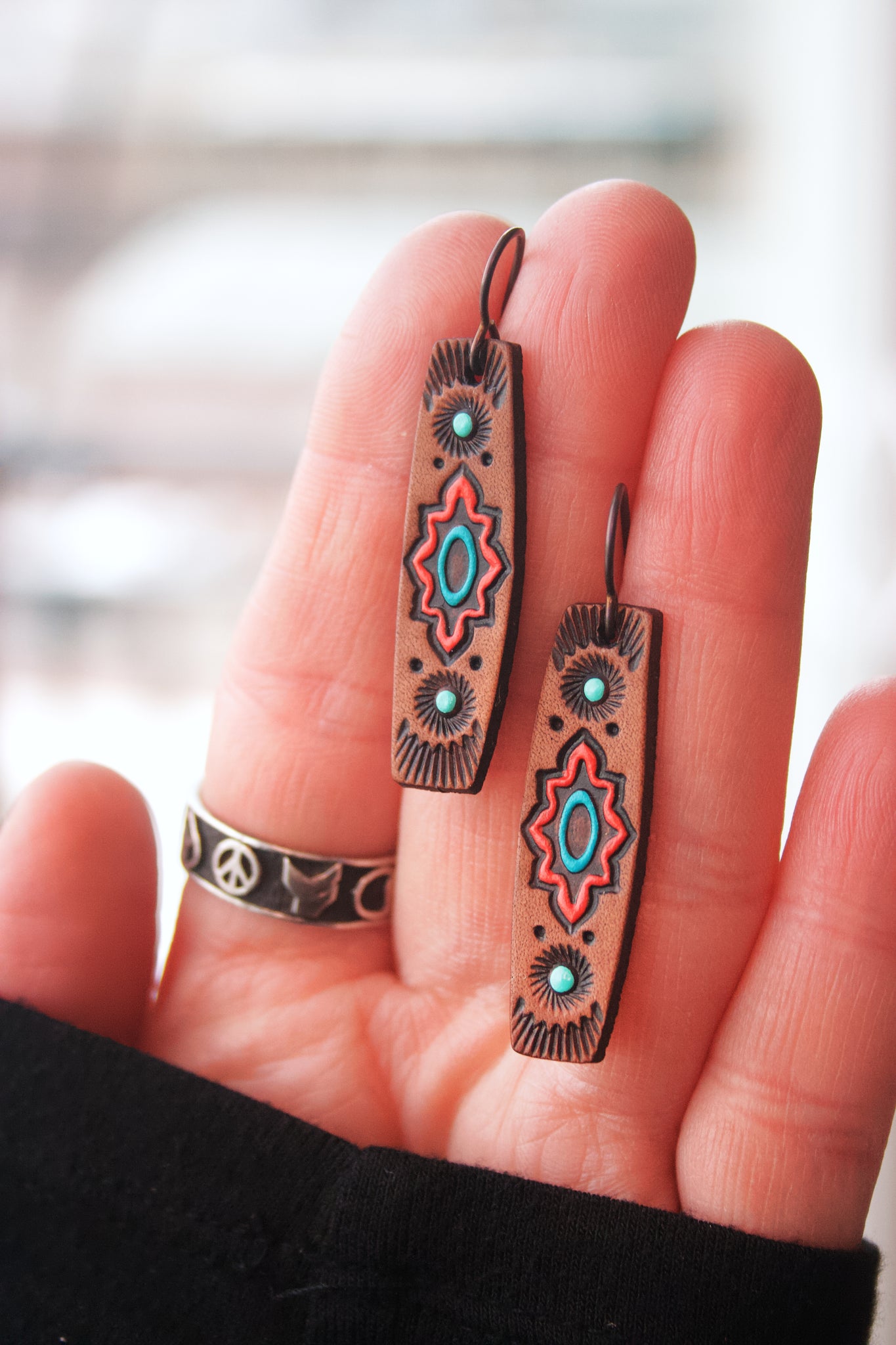 Southwestern Deco bar earrings