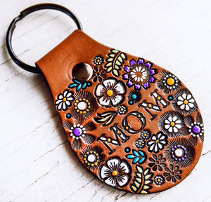 Mom or Mum Wildflower Keychain