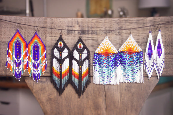 Southwestern Feathers Beaded Earrings