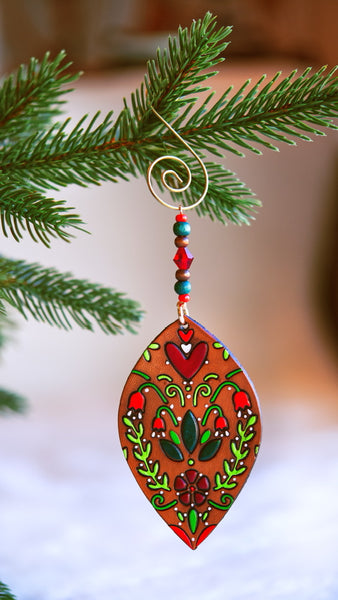 Folk Heart Christmas Ornament
