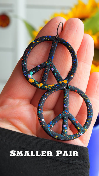 Classic & Smaller Black Peace Splatter Earrings