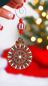 Retro Silver & Red Shimmery Ornament