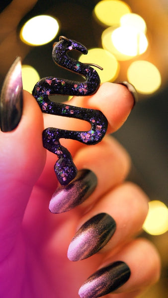 Preorder - Violet Sparkle Snake Earrings