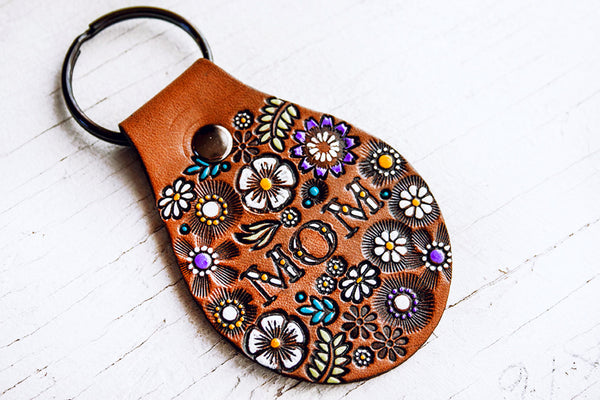 Mom or Mum Wildflower Keychain