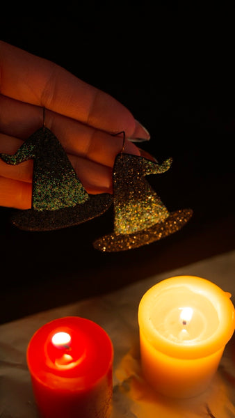 PREORDER Green Glow Witch's Hat Earrings