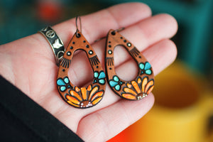 Mini Sunflower teardrop earrings