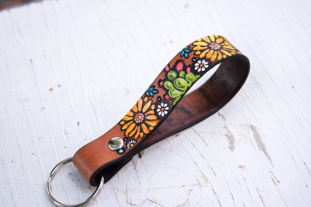 Desert Dreams Fingerloop Leather Keychain