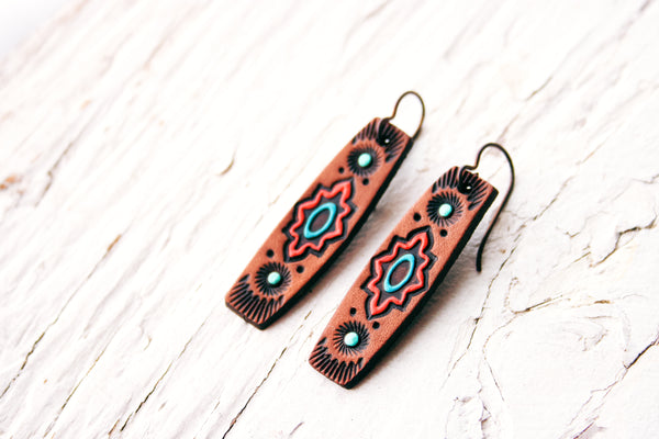 Southwestern Deco bar earrings