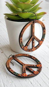 Autumn Daisy Peace Symbol Earrings - Pick Your Size
