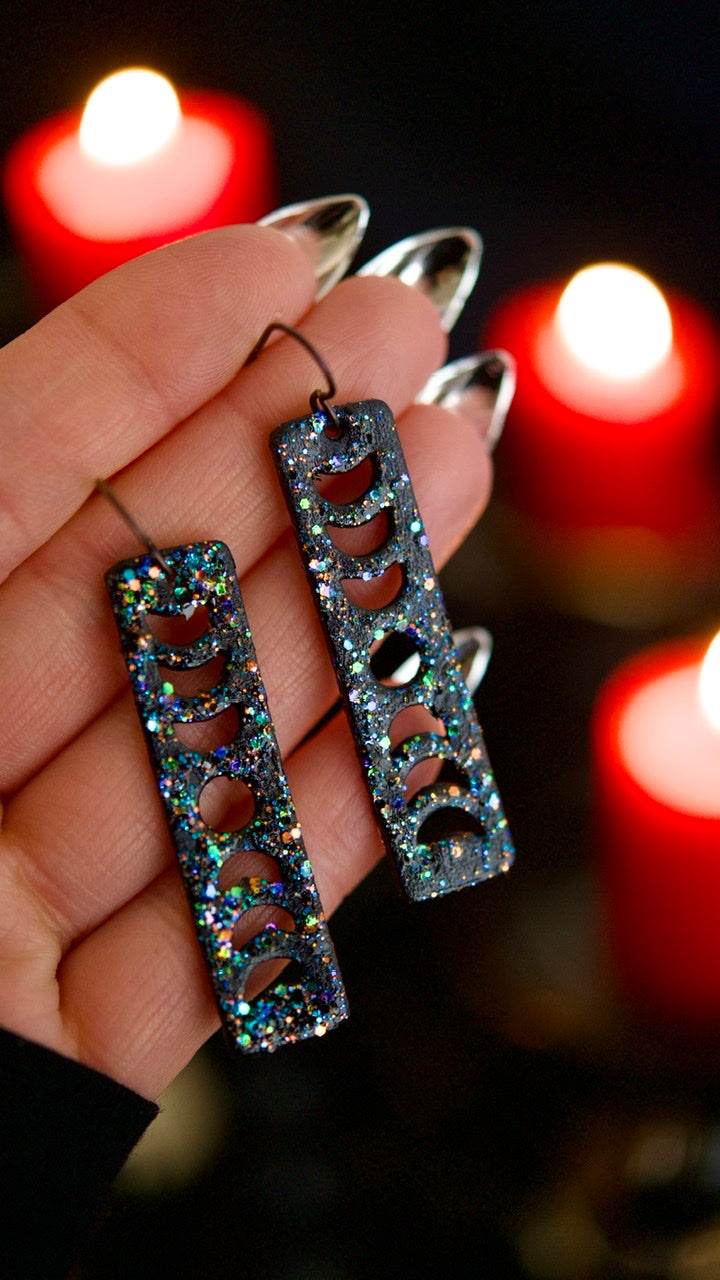 PREORDER Glittery Stardust Moon Phase Earrings