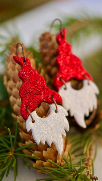 Sparkly Red Hat Gnome Earrings