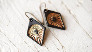 Black & Rose Gold Art Deco Earrings