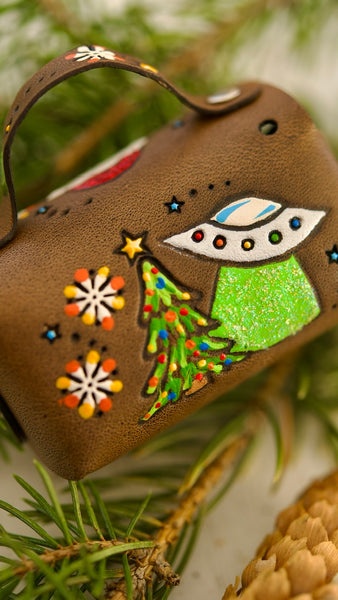 Christmas Alien Mini Purse Key Chain