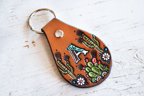Saguaro Cactus and Prickly Pear Custom Keychain