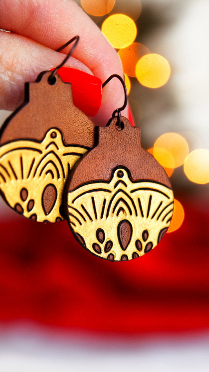 Golden Jingle Bells - Ball Ornament Earrings