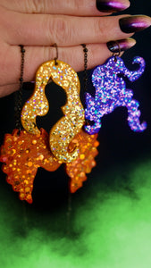 Sanderson Sisters Earrings and Necklace Set - Glittery Version