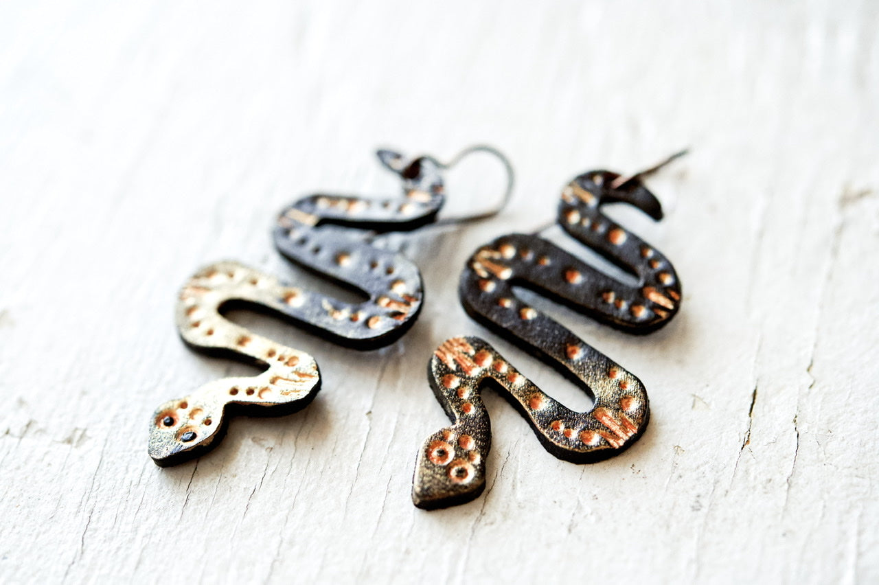 PREORDER Rose Gold Snake Earrings