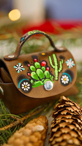 Reserved for Andrea - Cacti & Poppies Mini Purse Key Chain