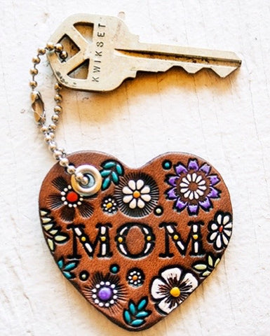 Mom Wildflower Heart Fob
