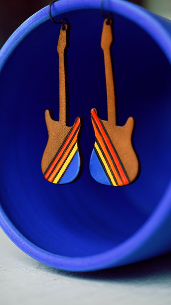 Born to Run - Striped Stratocaster Earrings