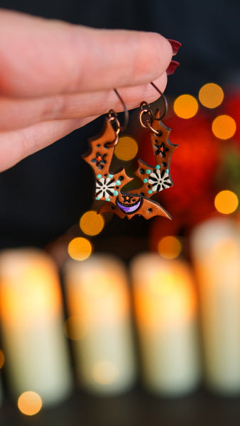 Preorder - Nightsky Brown Bat Earrings in Two Sizes